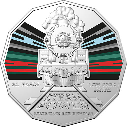 2022 50c Australian Steam Trains Coloured Uncirculated Coins SA No.504 Tom Barr Smith