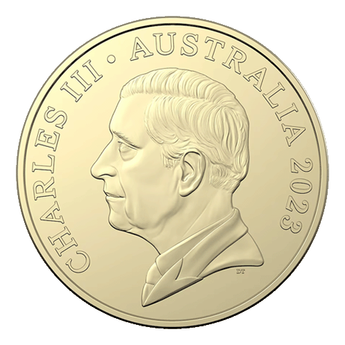 2023 $1 King Charles III Effigy - Uncirculated Al/Br Coin Ex RAM Roll in 2x2