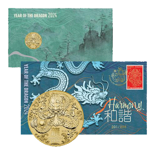 2024 $1 Year of the Dragon - Harmony Coin & Stamp Cover PNC - Limited Edition 888