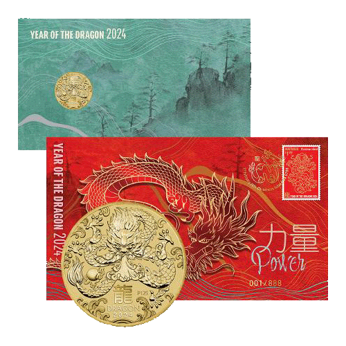 2024 $1 Year of the Dragon - Power Coin & Stamp Cover PNC - Limited Edition 888