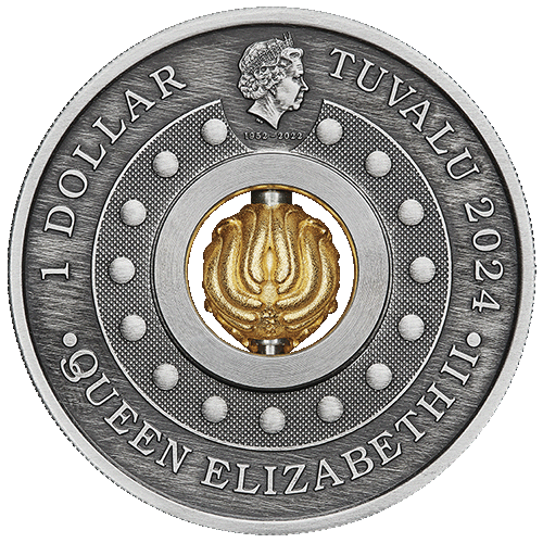 2024 $1 Year of the Dragon Rotating Charm 1oz Silver Antiqued Coin