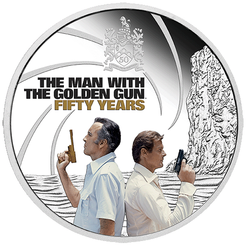 2024 $1 James Bond The Man with the Golden Gun 50th Anniversary 1oz Silver Proof Coloured Coin