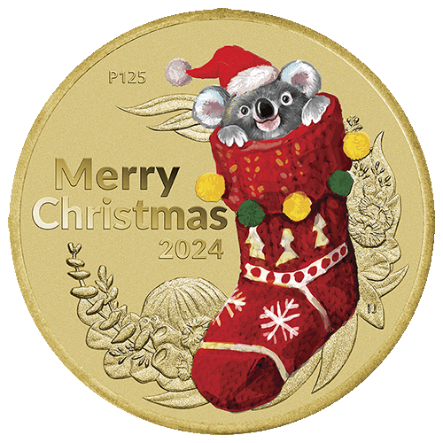 2024 $1 Merry Christmas Coloured Uncirculated Coin & Stamp Cover PNC