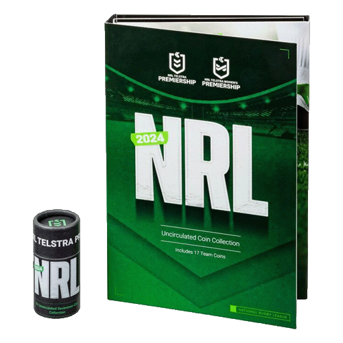2024 $1 NRL Coin Tube and Folder Set with 17 Uncirculated Coins in Tube