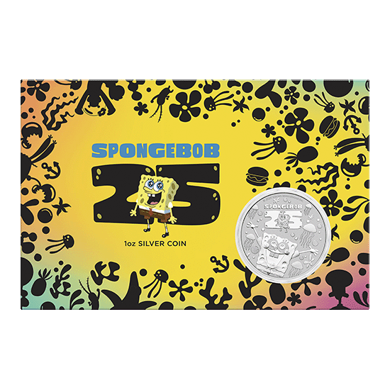 2024 $1 SpongeBob SquarePants 25th Anniversary 1oz Silver Coin in Card