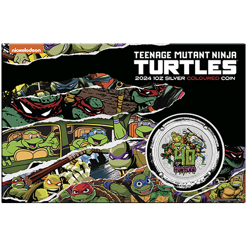 2024 $1 Teenage Mutant Ninja Turtles 40th Anniversary  1oz Silver Coloured Coin in Card