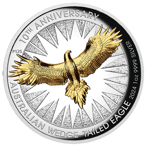 2024 $1 Australian Wedge Tailed Eagle 1oz Silver Proof High Relief Gilded Coin
