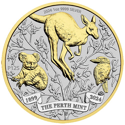 2024 $2 The Perth Mint's 125th Anniversary 2oz Silver Proof Gilded Coin