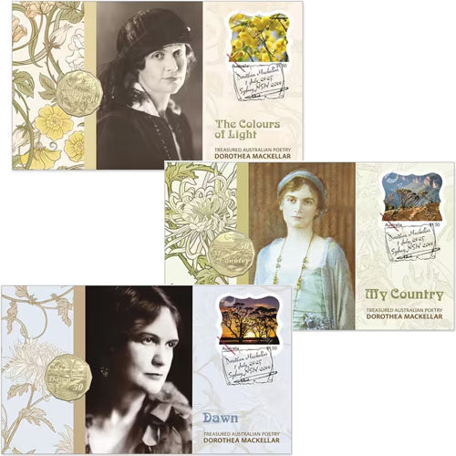 2025 50c Dorothea Mackellar Collection - Treasured Australian Poetry Coin & Stamp Cover Set of 3