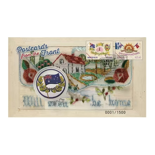 2025 ANZAC Day Medallion & Stamp Cover PNC - Postcards from the Front