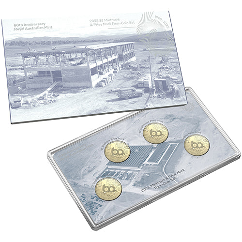 2025 $1 60th Anniversary of the Royal Australian Mint Al/Br Mintmark & Privy Mark Uncirculated Four Coin Set