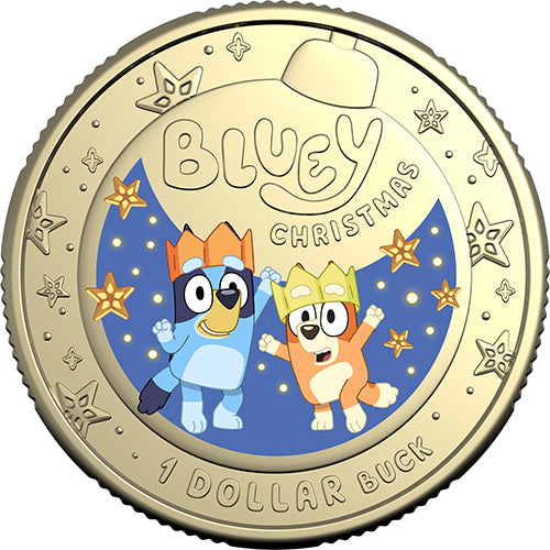 2025 $1 Bluey Christmas Coloured Uncirculated Al/Br Coin in Card