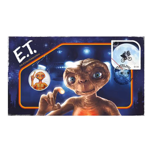 2025 $1 E.T The Extra-Terrestrial Coloured Uncirculated Bullion Coin & Stamp Cover PNC