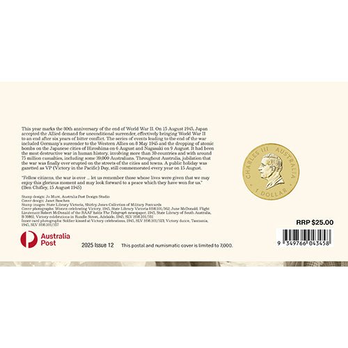 2025 $1 80th Anniversary End of WWII Coin & Stamp Cover PNC