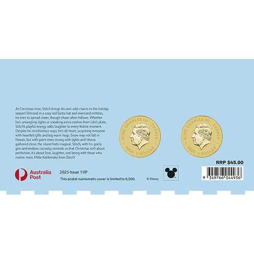 2025 $1 Merry Stitchmas Coloured Uncirculated 2 Coin & Stamp Cover PNC
