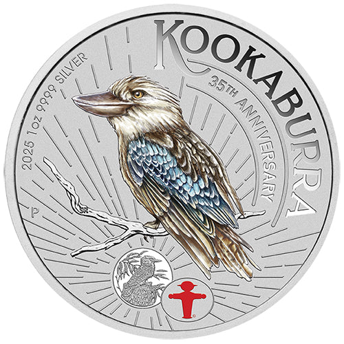 2025 $1 World Money Fair Berlin Show Special Australian Kookaburra with Amplemann Privymark 1oz Silver Coloured Coin in Card