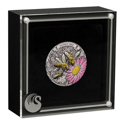 2025 $2 Honey Bee 2oz Silver Antiqued Coloured Coin