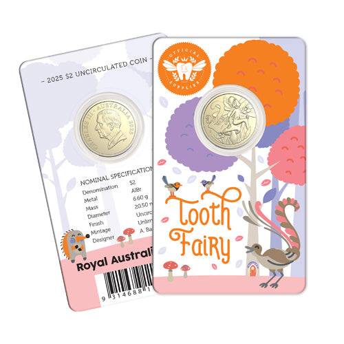 2025 $2 Tooth Fairy Albr Uncirculated Coin in Card