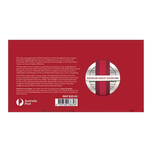 2025 50th Anniversary of the Australian Honours System Medallion & Stamp Cover PNC