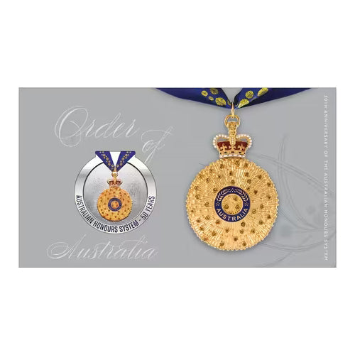 2025 50th Anniversary of the Australian Honours System Medallion & Stamp Cover PNC
