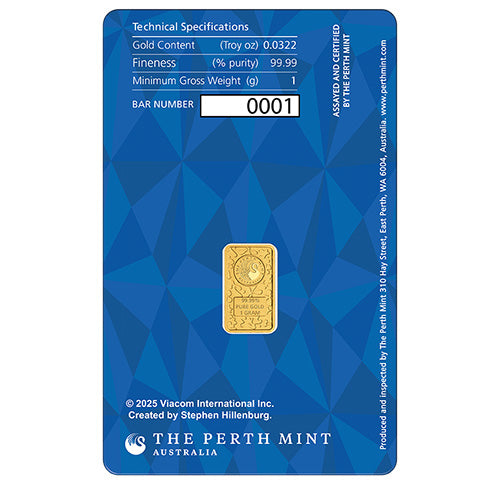 2025 SpongeBob SquarePants 1gram Gold Minted Bar