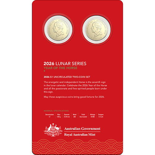 2026 $1 Year of the Horse Two-Coin Uncirculated Set