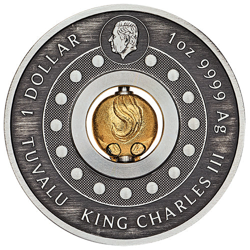 2026 $1 Year of the Horse Rotating Charm 1oz Silver Antiqued Coin Obverse