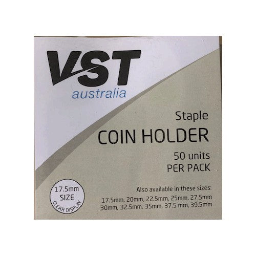 VST 2x2 Coin Holders Staple Type Assorted Sizes Pack of 50 17.5mm