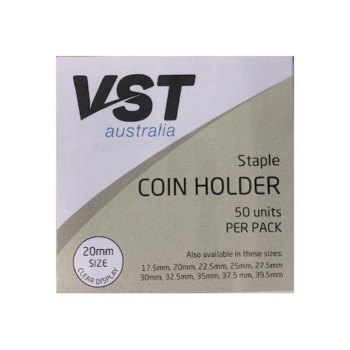 VST 2x2 Coin Holders Staple Type Assorted Sizes Pack of 50 20mm