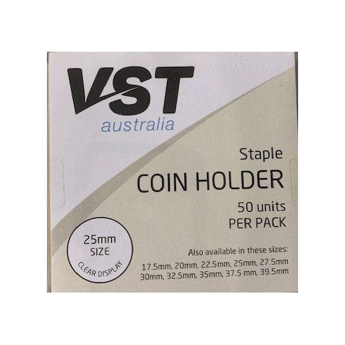 VST 2x2 Coin Holders Staple Type Assorted Sizes Pack of 50 25mm