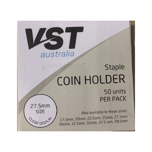 VST 2x2 Coin Holders Staple Type Assorted Sizes Pack of 50 27.5mm