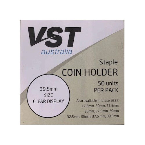 VST 2x2 Coin Holders Staple Type Assorted Sizes Pack of 50 39.5mm