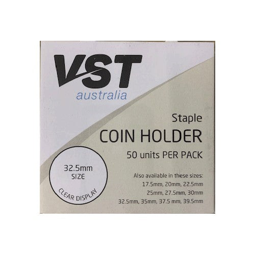 VST 2x2 Coin Holders Staple Type Assorted Sizes Pack of 50 32.5mm
