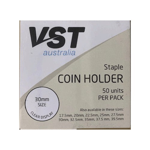 VST 2x2 Coin Holders Staple Type Assorted Sizes Pack of 50 30mm