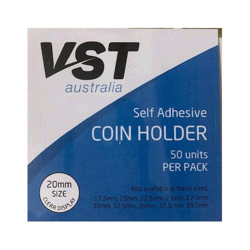 VST 2x2 Coin Holders Self Adhesive Type Pack of 50 - 20mm