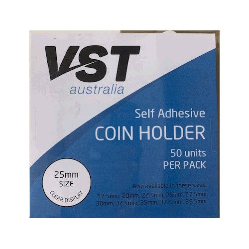 VST 2x2 Coin Holders Self Adhesive Type Pack of 50 - 25mm