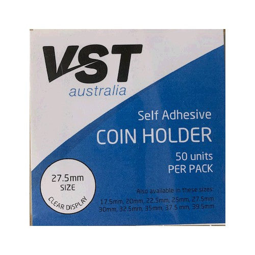 VST 2x2 Coin Holders Self Adhesive Type Pack of 50 - 27.5mm
