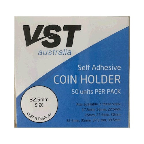 VST 2x2 Coin Holders Self Adhesive Type Pack of 50 - 32.5mm