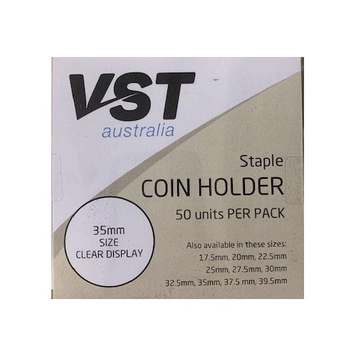 VST 2x2 Coin Holders Staple Type Assorted Sizes Pack of 50 35mm