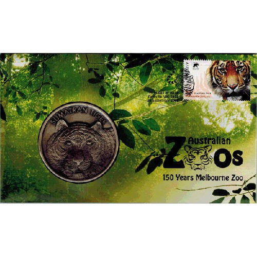 2012 Australian Zoos Sumatran Tiger Medallion Cover PNC