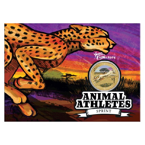 2012 $1 Young Collectors Animal Athletes - Cheetah Unc Coin in Card