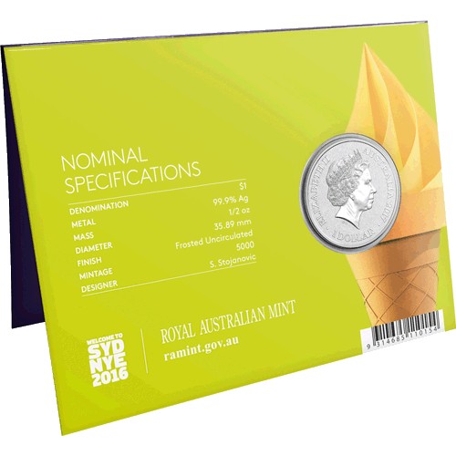 2017 $1 Sydney New Year's Eve Coloured Fine Silver Frosted Uncirculated Coin