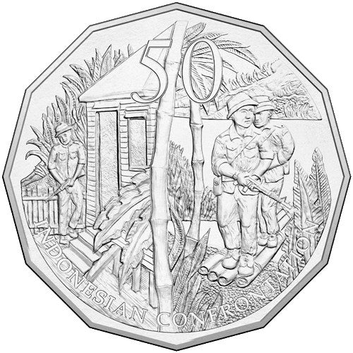 2016 50c Australia at War Series - Indonesian Confrontation Unc Coin in Card