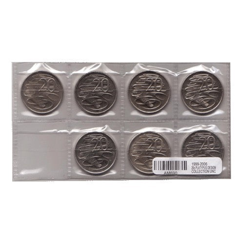 1999 - 2006 20c Platypus Set of 7 Uncirculated Coins