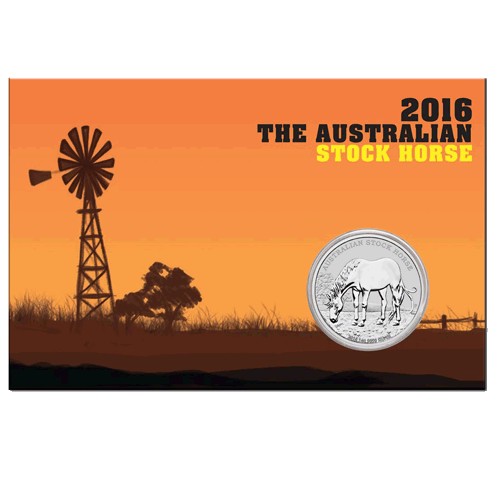 2016 $1 Australian Stock Horse 1oz Silver BU Coin in Card