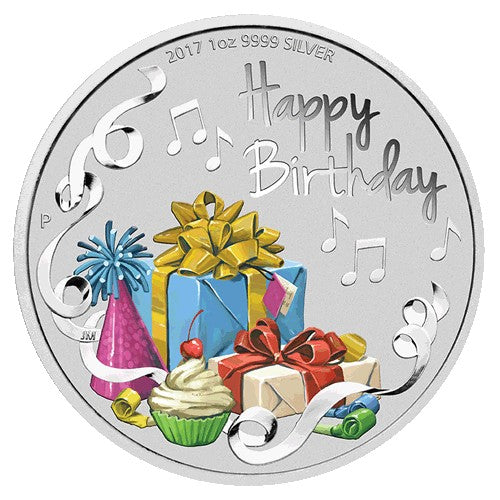 2017 $1 Happy Birthday 1oz Silver Coin in Card