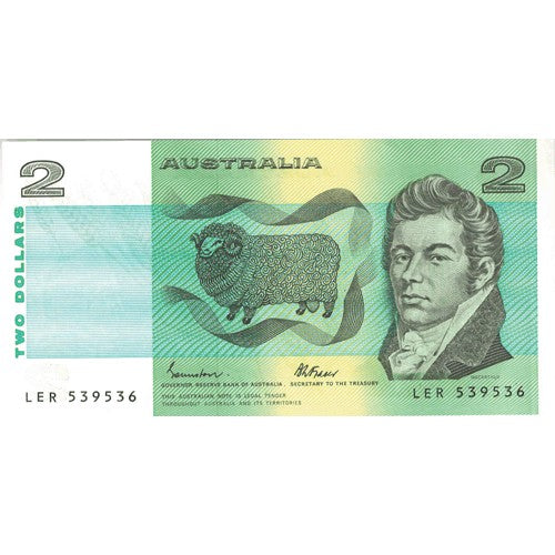 1985 $2 R89 Johnson/Fraser General Prefix Uncirculated Australian Banknote