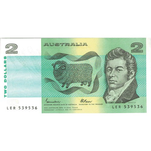 1985 $2 R89  Johnson/Fraser General Prefix Uncirculated Australian Banknote