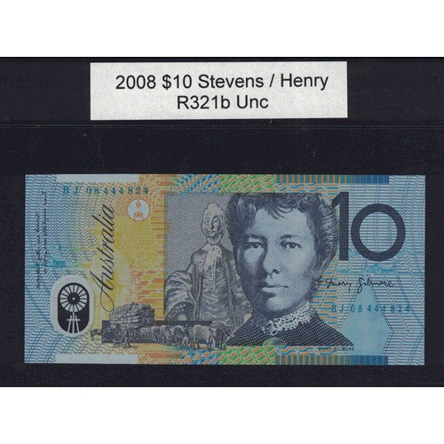 2008 $10 R321b Stevens / Henry General Prefix Uncirculated Polymer Australian Banknote