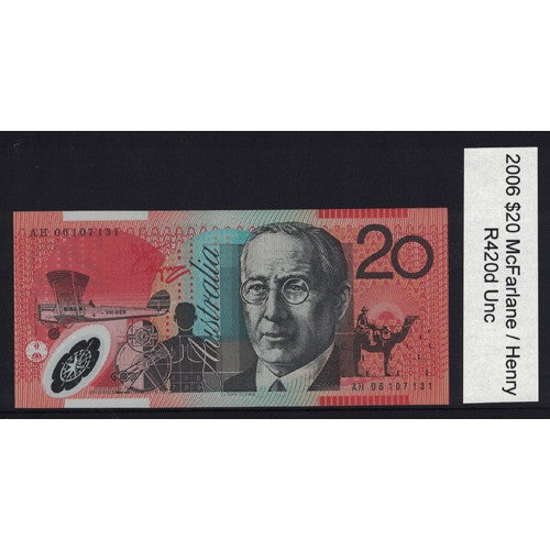 2006 $20 R420d McFalrane  / Henry General Prefix Uncirculated Polymer Australian Banknote